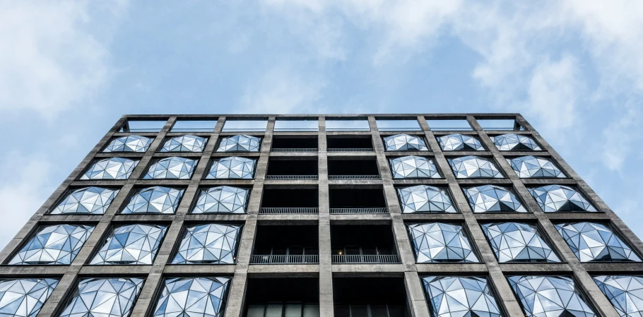 a large building with several windows on top