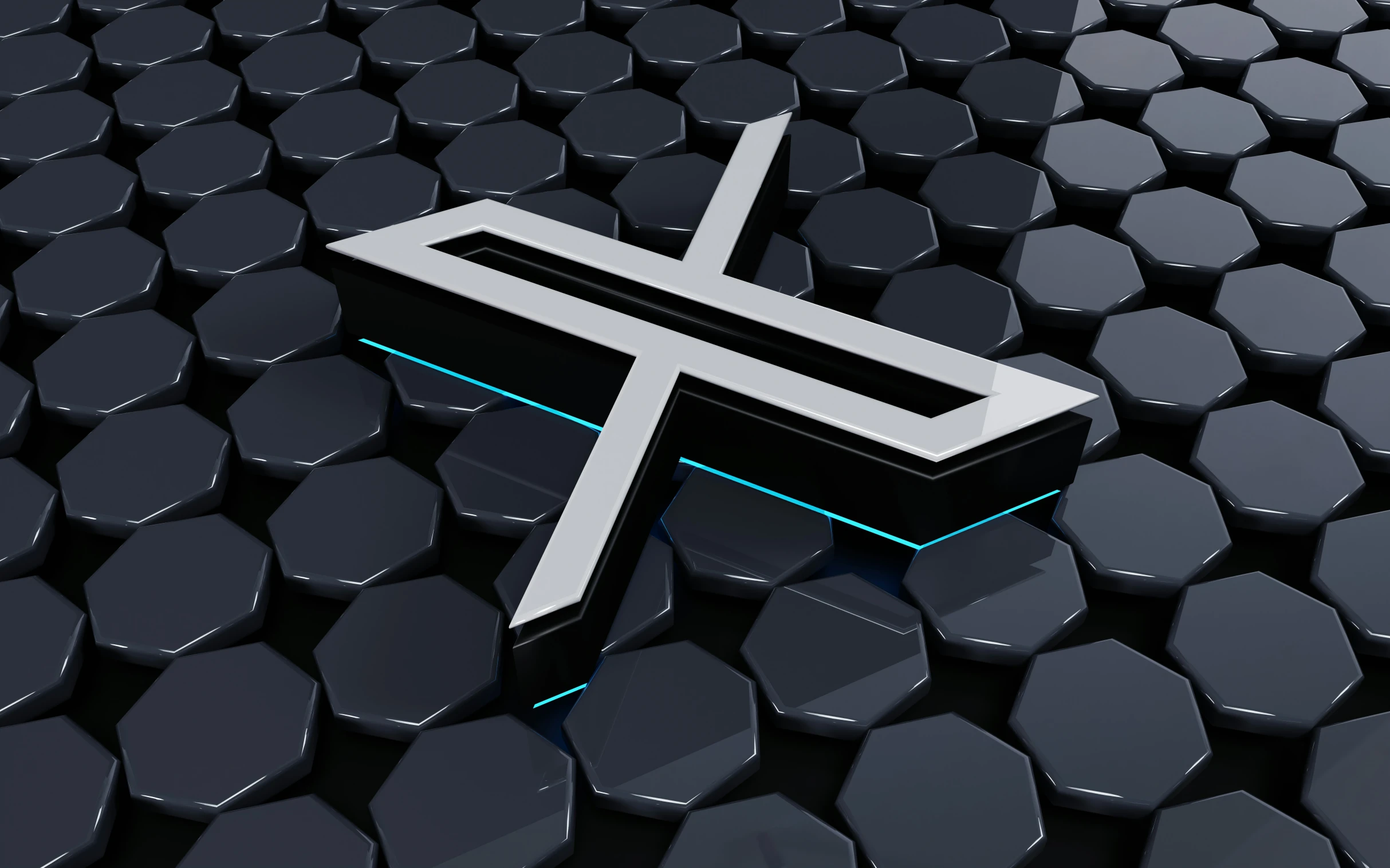 the symbol of the cross is surrounded by black and white hexagonal hexagonals