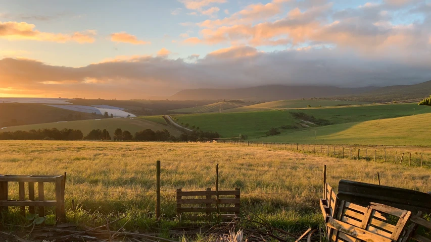 two chairs in a field overlooking a beautiful view