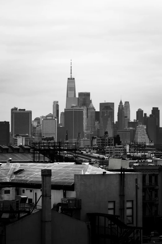 view of the city skyline from a rooftop