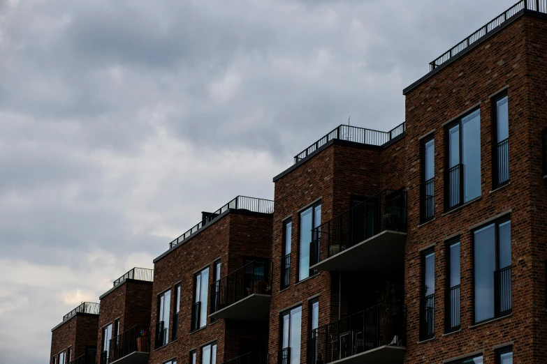 several balconies and balcony units in an urban setting