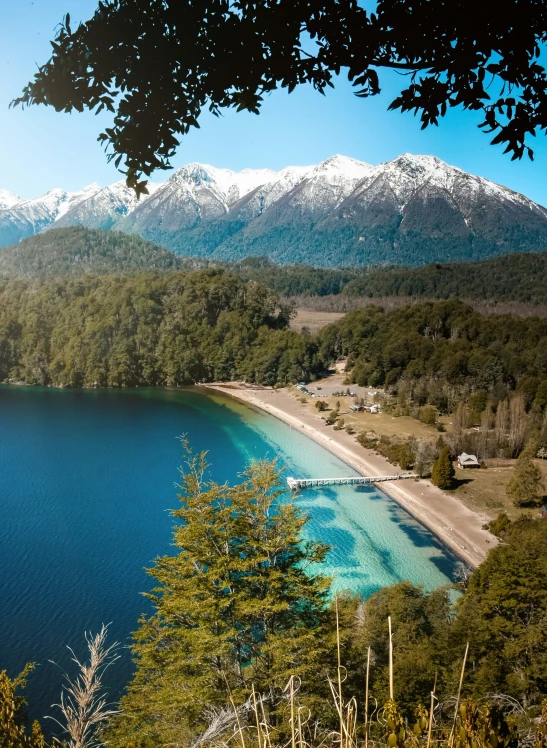 this is a view of a river with mountains