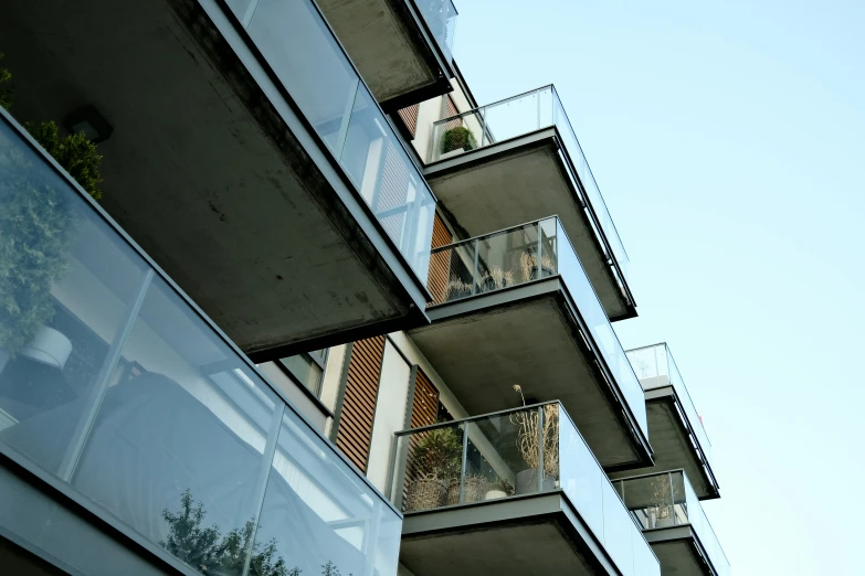 a balcony and balconies on a tall building