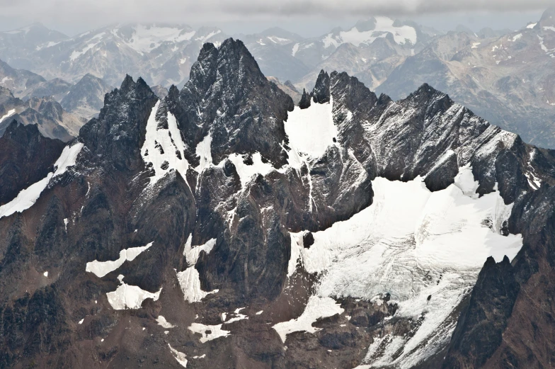 a group of mountain tops covered in snow