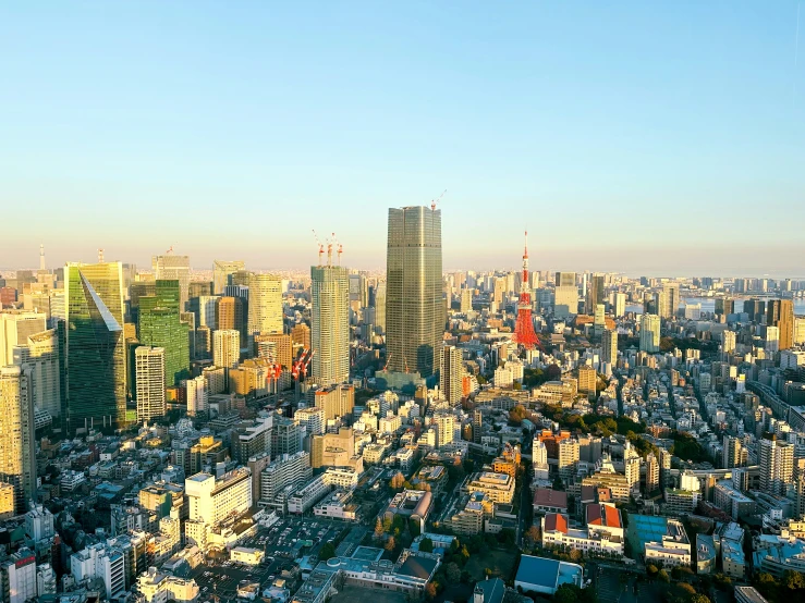 a city view from the top of a tall building