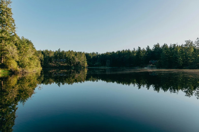 the lake that is very still on the bank