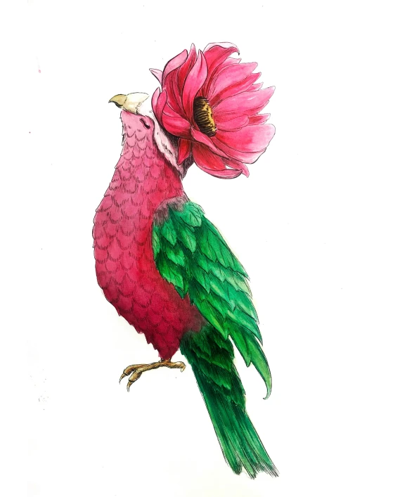 this is a colorful painting of a bird