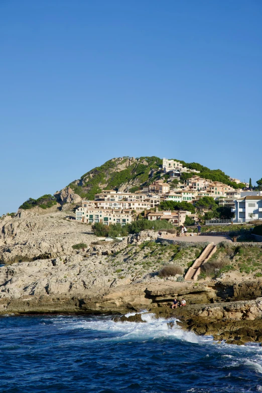 the beach has lots of small buildings on it