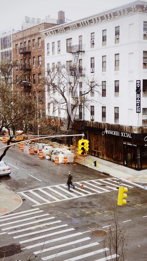 a construction site on an urban city street