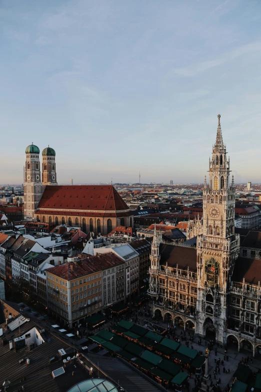 an aerial s of a large city with churches