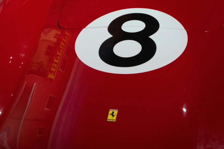 the number eight is displayed in the center of the car