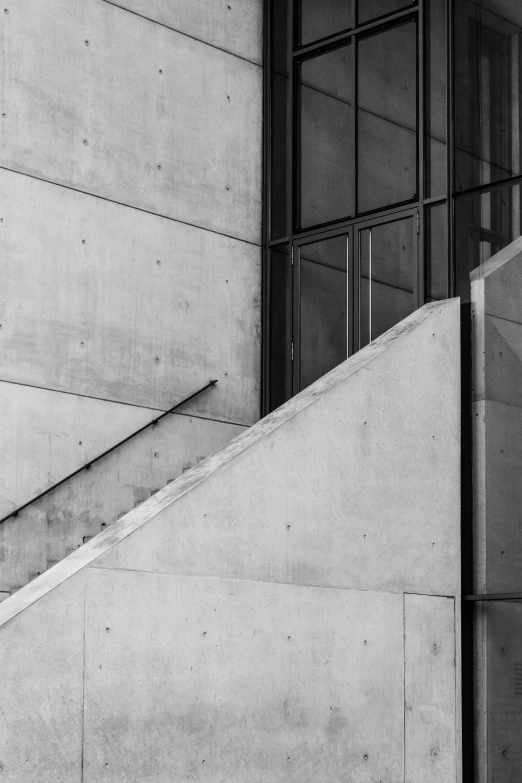 black and white pograph of a concrete stairway