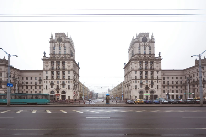 large buildings that are near a street corner