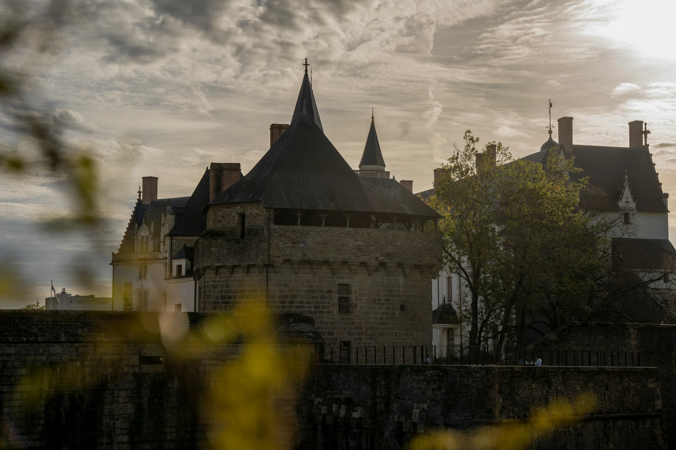 some kind of old looking castle with a clock tower