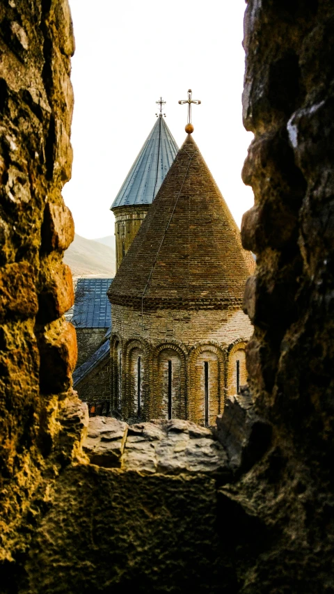 an old church built in a stone castle wall
