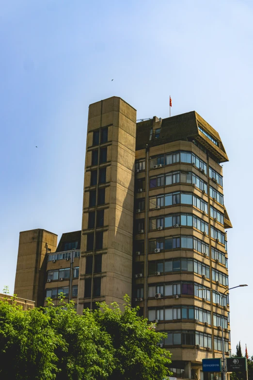 an office building is on a clear day