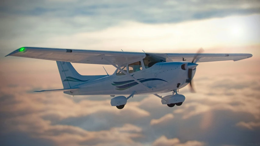 a small airplane flying high in the sky