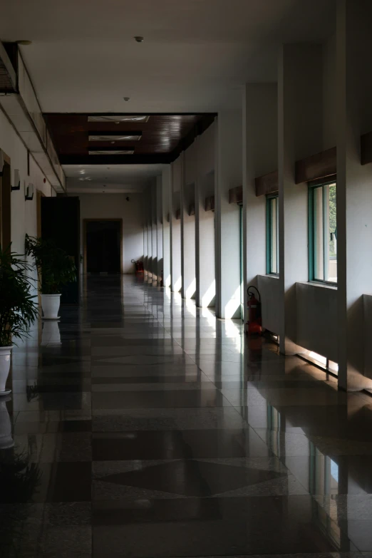 the hallway of an office building with no people