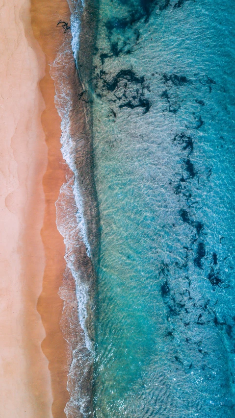 a beach with waves and sand on the edge of it