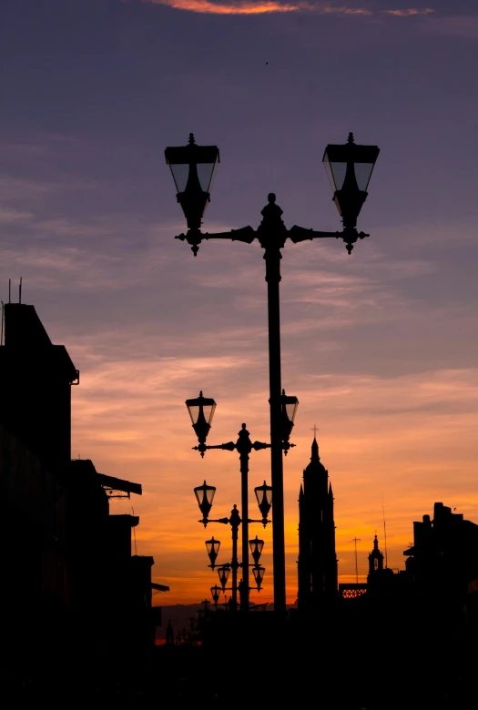 street lights and street lamps in the dark