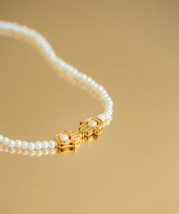 the necklace on a necklace is decorated with pearls