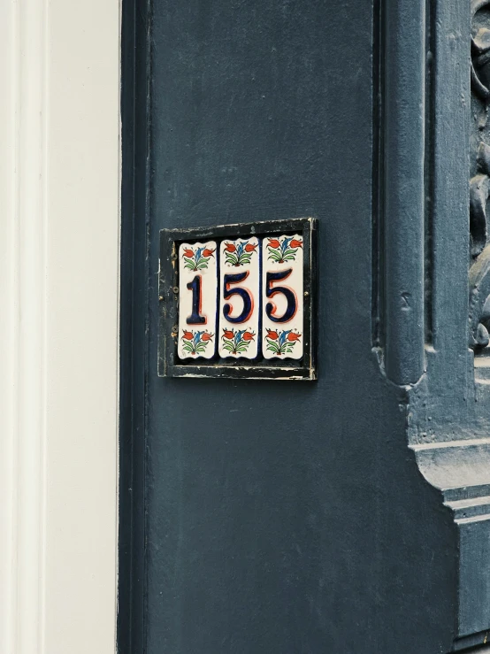 the numbers are on the front of a door