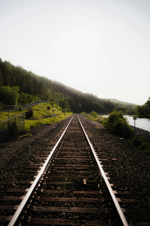 an empty railroad tracks stretching out into the distance