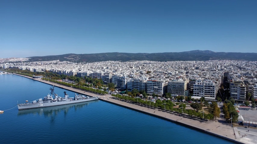 an aerial po of a city near a harbor