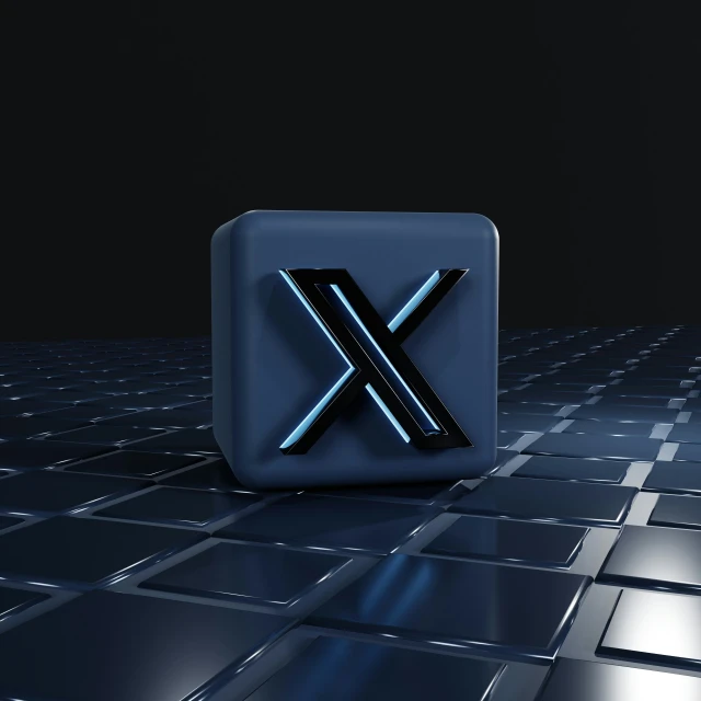 a 3d cube with the letter x in it