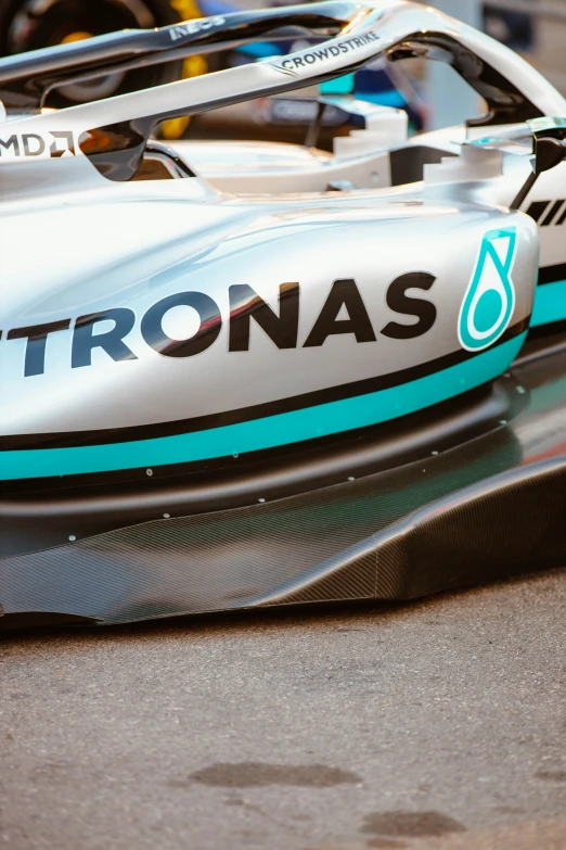 the new mercedes formula car is on the track