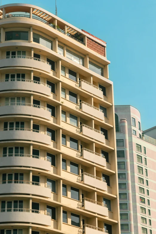 an odd image of a el building with balcony balconies