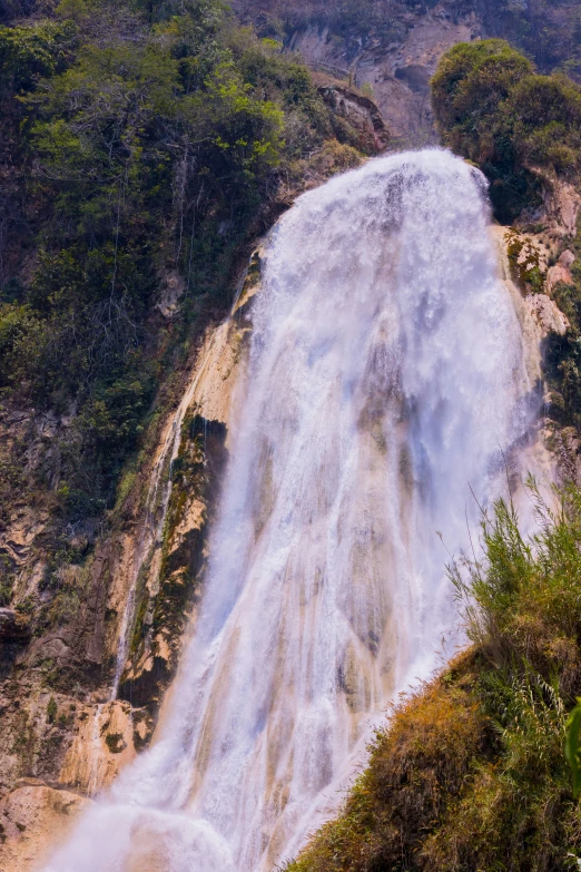 this is a waterfall near a forest