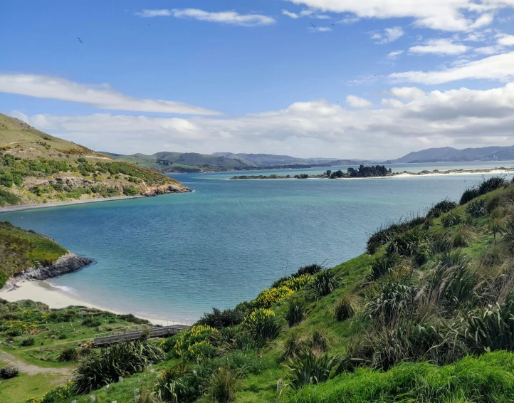 a long view of a large body of water from a hill