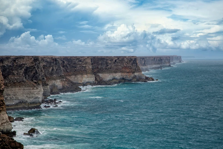 several sea cliffs and the ocean next to it