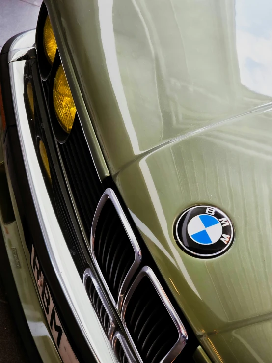 a classic car with its rear end turned sideways