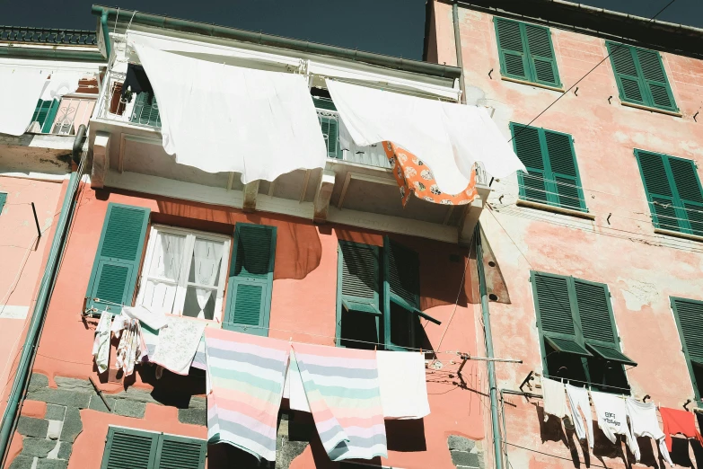 laundry hung outside a window and washing line