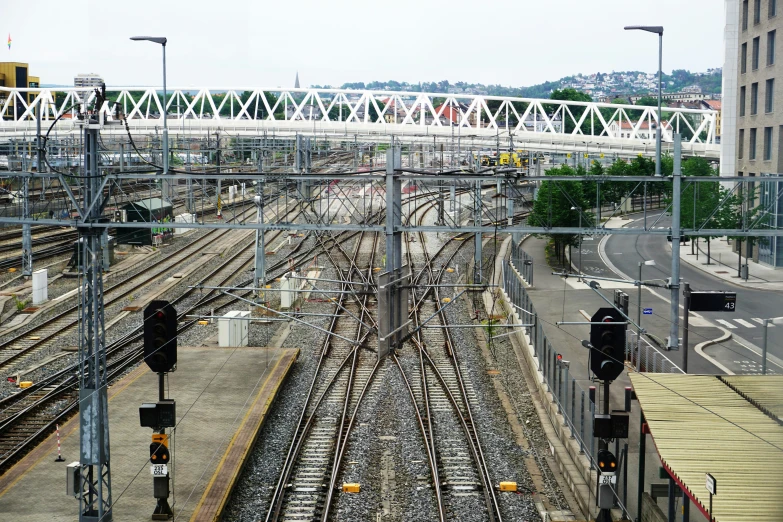 a bunch of trains that are sitting on the tracks