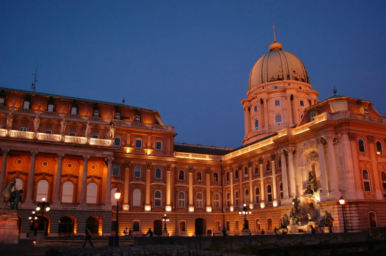 the building is full of many lights at night