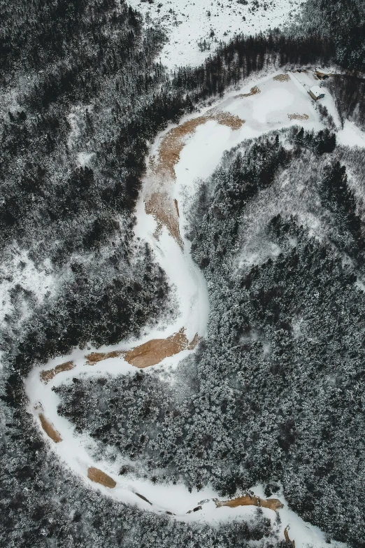 aerial po of an area covered in snow