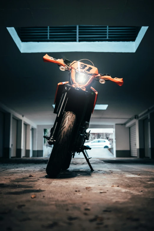 a closeup of a motorcycle parked in a parking lot
