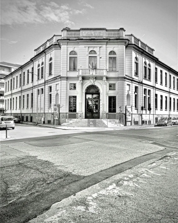 a large building with two stories and many windows