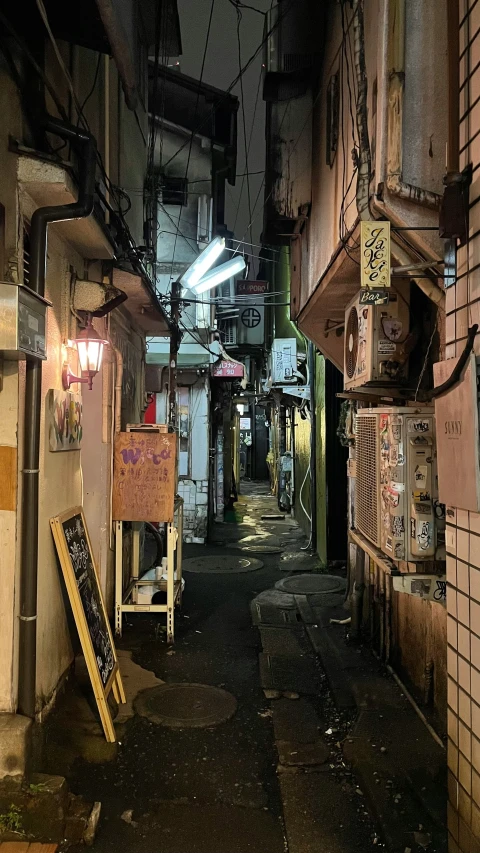 narrow narrow alleyway in urban neighborhood under construction