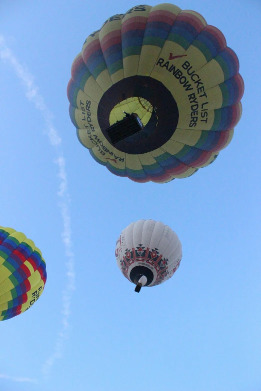 a group of multicolored  air balloons flying in the sky