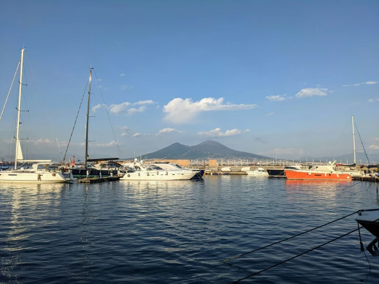 a view of a marina with boats in the water