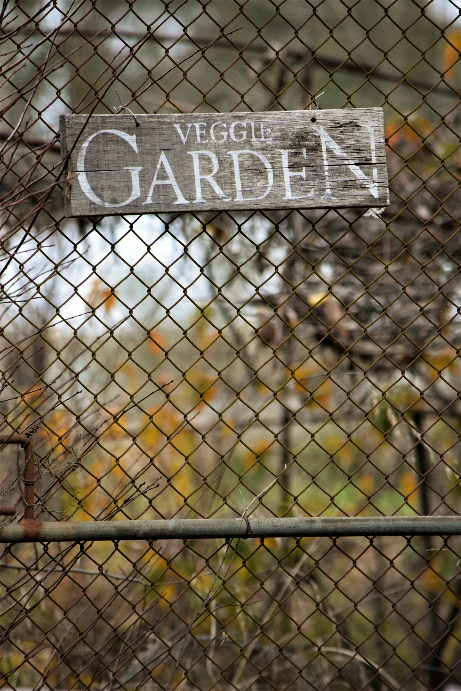 the sign is attached to a fence to describe where to go