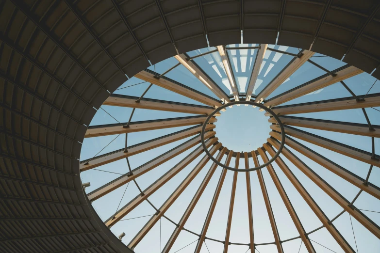 the inside view of a large building dome