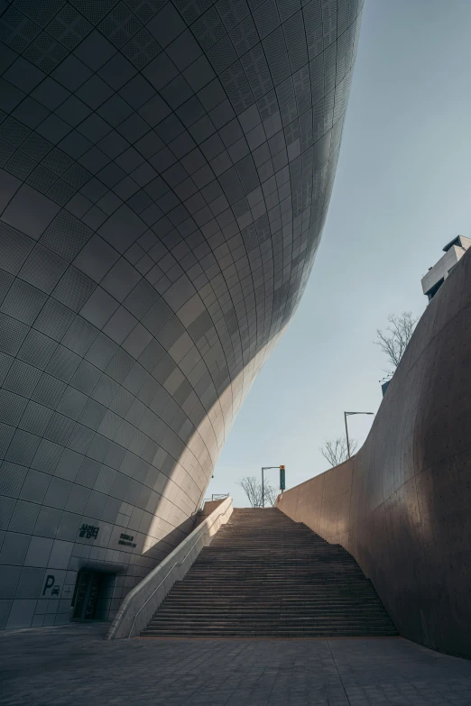 there is a stairway going up the side of the building