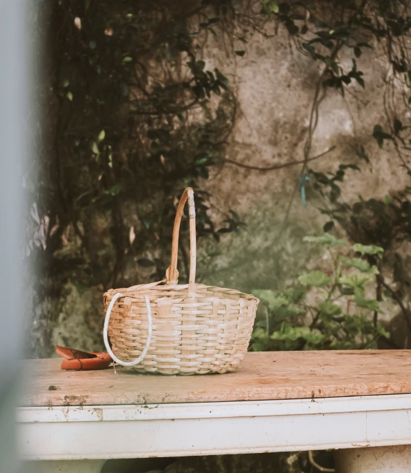 a picnic basket sitting on a table