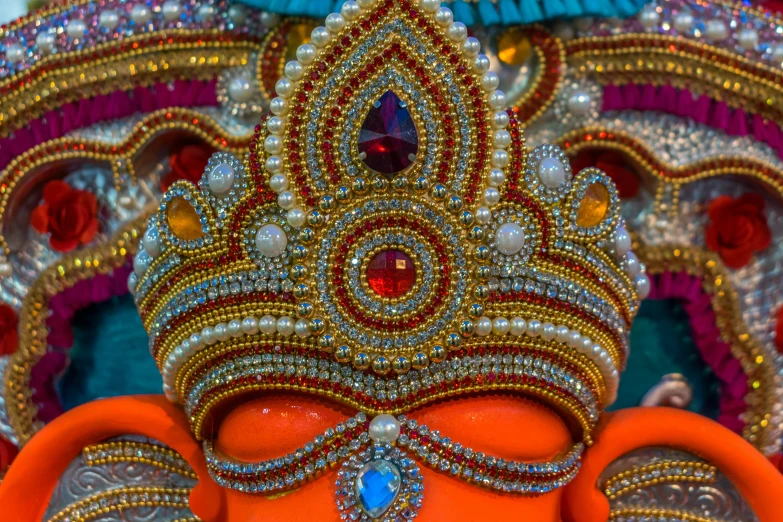 close up of the face of an indian god