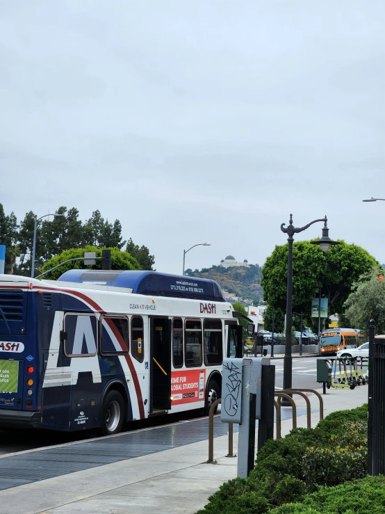 a bus that is parked in the street